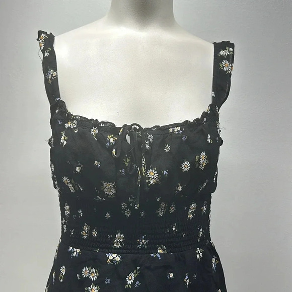 Reformation Silvia Mini Dress Sleeveless Floral Daisy Printed Black Size Small - Picture 3 of 12